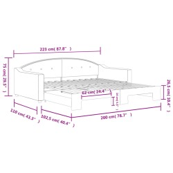 Tagesbett Ausziehbar Dunkelgrau 100x200 cm Stoff