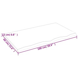 Waschtischplatte Hellbraun 100x60x2 cm Massivholz Behandelt