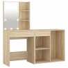 LED-Schminktisch mit Schrank Sonoma-Eiche Holzwerkstoff