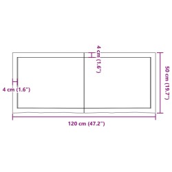 Wandregal Hellbraun 120x50x(2-4) cm Massivholz Eiche Behandelt