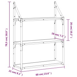 Wandregal 3 Fächer Sonoma-Eiche 60x21x78,5 cm Holzwerkstoff