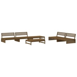 6-tlg. Garten-Lounge-Set Honigbraun Massivholz Kiefer