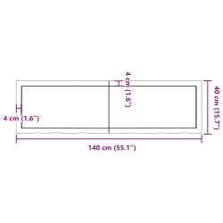 Waschtischplatte 140x40x(2-6) cm Massivholz Unbehandelt