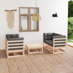 5-tlg. Garten-Lounge-Set mit Kissen Kiefer Massivholz