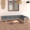 8-tlg. Garten-Lounge-Set mit Kissen Massivholz Kiefer