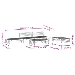 5-tlg. Garten-Lounge-Set Massivholz Kiefer