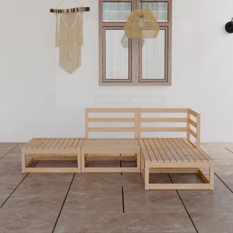 4-tlg. Garten-Lounge-Set Massivholz Kiefer