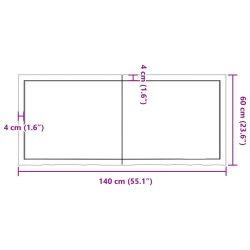 Wandregal 140x60x(2-4) cm Massivholz Eiche Unbehandelt