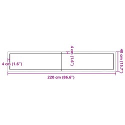 Wandregal 220x40x(2-4) cm Massivholz Eiche Unbehandelt