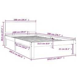 Massivholzbett Kiefernholz 100x200 cm