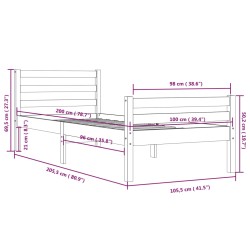 Massivholzbett 100x200 cm