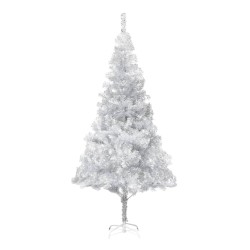 Künstlicher Weihnachtsbaum Beleuchtung & Kugeln Silber 210 cm