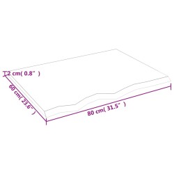 Waschtischplatte Hellbraun 80x60x2 cm Massivholz Behandelt