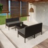 5-tlg. Garten-Lounge-Set mit Auflagen Poly Rattan Schwarz