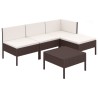 5-tlg. Garten-Lounge-Set mit Auflagen Poly Rattan Braun