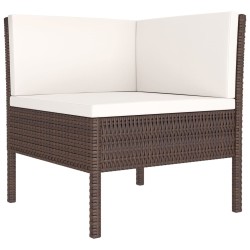 5-tlg. Garten-Lounge-Set mit Auflagen Poly Rattan Braun