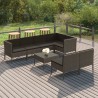 8-tlg. Garten-Lounge-Set mit Auflagen Poly Rattan Grau