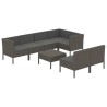 8-tlg. Garten-Lounge-Set mit Auflagen Poly Rattan Grau