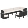 9-tlg. Garten-Lounge-Set mit Auflagen Poly Rattan Schwarz