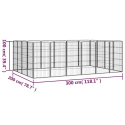 20-tlg. Hundelaufstall Schwarz 50x100cm Stahl Pulverbeschichtet