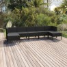 7-tlg. Garten-Lounge-Set mit Auflagen Poly Rattan Schwarz