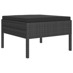 7-tlg. Garten-Lounge-Set mit Auflagen Poly Rattan Schwarz