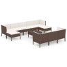 11-tlg. Garten-Lounge-Set mit Auflagen Poly Rattan Braun