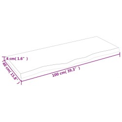 Waschtischplatte 100x40x(2-4) cm Massivholz Unbehandelt