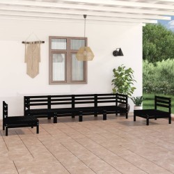 6-tlg. Garten-Lounge-Set Schwarz Massivholz Kiefer