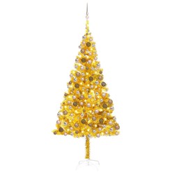 Künstlicher Weihnachtsbaum Beleuchtung & Kugeln Gold 240 cm