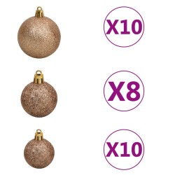 Künstlicher Weihnachtsbaum Beleuchtung & Kugeln Gold 240 cm