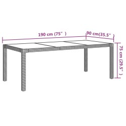 9-tlg. Garten-Essgruppe mit Kissen Poly Rattan Grau