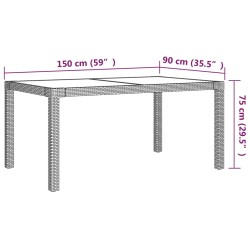 5-tlg. Garten-Essgruppe mit Kissen Poly Rattan Beige