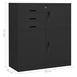 Büroschrank mit Pflanzkasten Anthrazit 90x40x125 cm Stahl