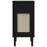 Nachttisch SENJA Rattan-Look Schwarz 40x35x80 Massivholz Kiefer