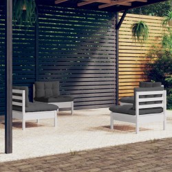 4-tlg. Garten-Lounge-Set mit Anthrazit Kissen Kiefernholz