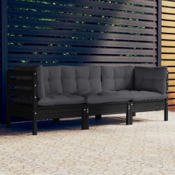 3-Sitzer-Gartensofa mit Anthrazit Kissen Massivholz Kiefer