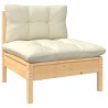 6-tlg. Garten-Lounge-Set mit Creme Kissen Kiefernholz