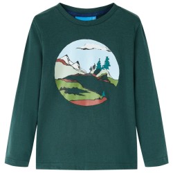 Kinder-Langarmshirt Dunkelgrün 140