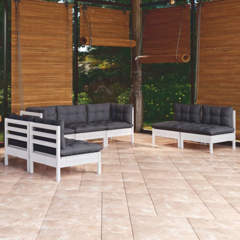 7-tlg. Garten-Lounge-Set mit Kissen Kiefer Massivholz