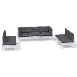 7-tlg. Garten-Lounge-Set mit Kissen Kiefer Massivholz