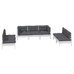 7-tlg. Garten-Lounge-Set mit Kissen Kiefer Massivholz