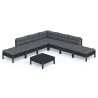 8-tlg. Garten-Lounge-Set mit Kissen Schwarz Kiefernholz