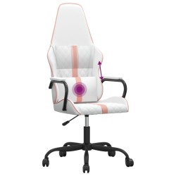 Gaming-Stuhl mit Massagefunktion Rosa und Weiß Kunstleder