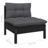 5-tlg. Garten-Lounge-Set mit Kissen Schwarz Kiefer Massivholz