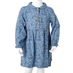 Kinderkleid mit Langen Ärmeln Petrolblau 140