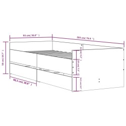 Bettgestell mit Schubladen Räuchereiche 90x200 cm