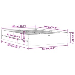 Bettgestell mit Schubladen Betongrau 120x190 cm Holzwerkstoff