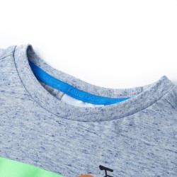 Kinder-Kurzarmshirt Blau Melange 116