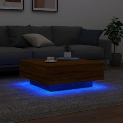 Couchtisch mit LED-Leuchten Braun Eichen-Optik 80x80x31 cm